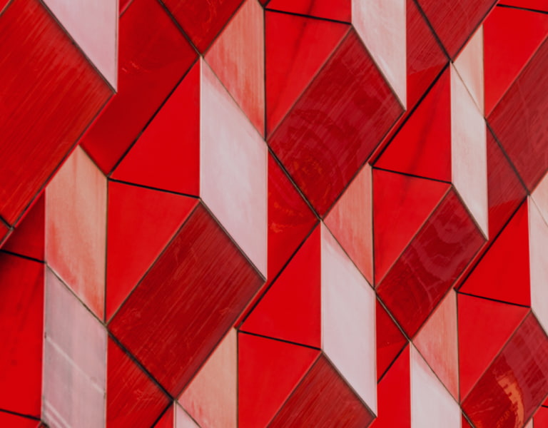Corporate finance image of a building in red
